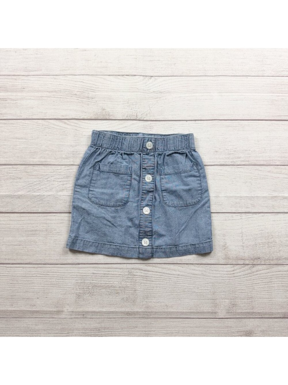 Carter’s Girls Chambray Skirt Blue Button Front Denim Look Skirt with Pockets 6